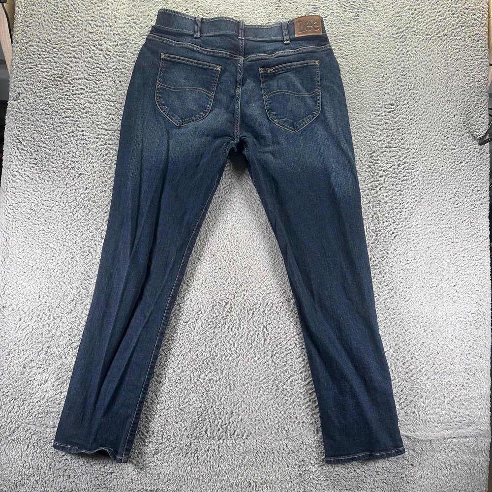 Lee Extreme Motion Jeans Mens 36x34 Blue Cotton Denim Tapered Workwear Stretch - Picture 4 of 10